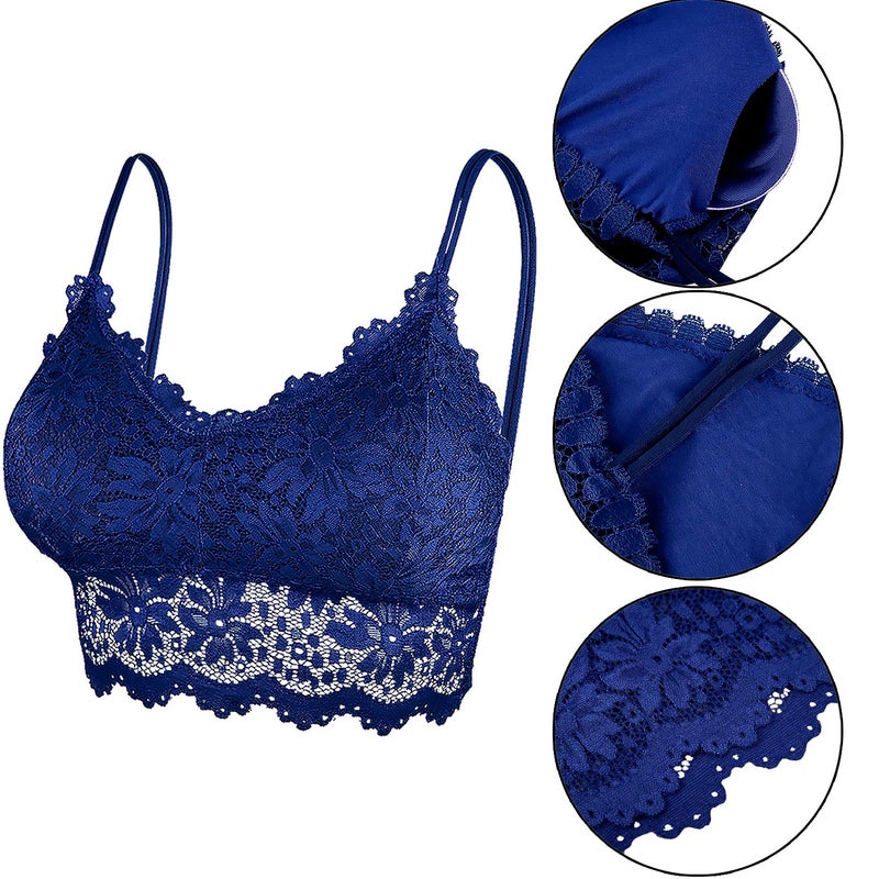 Duufin 5 Pcs Lace Bralette Padded Lace Bandeau Bra with Straps for Women Girls, L-XL - Image 2